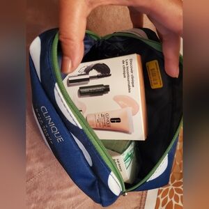 Clinique x Kate Spade cosmetic bag with   mini beauty moisturizer lips eyes